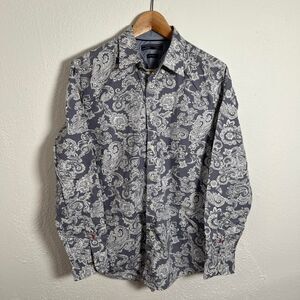 Tommy Hilfiger Men's Grey and Blue Shirt